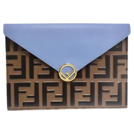 Fendi Vitello Cruise Bi-Color Embossed Flat Envelope Pouch