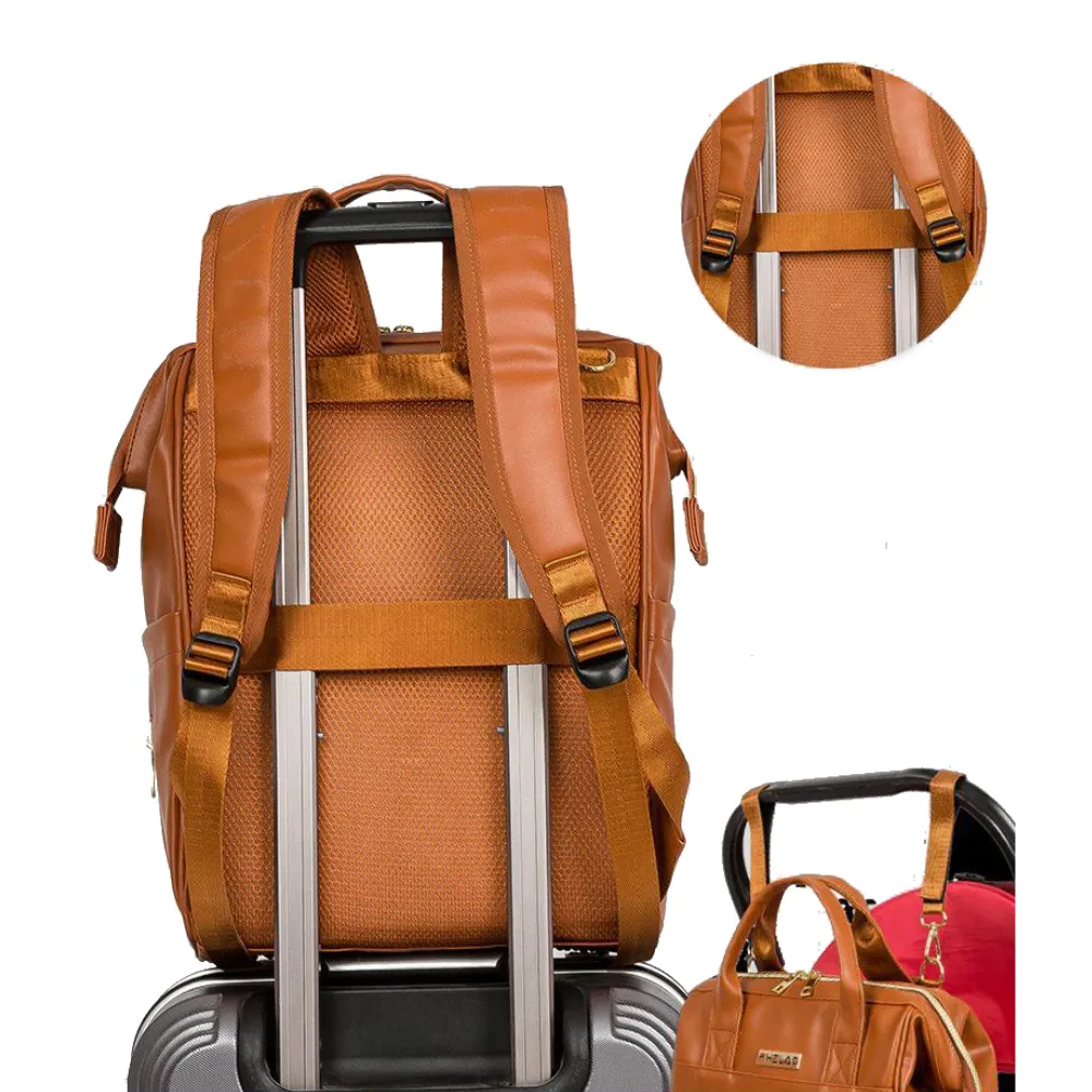 FheLAD Argyle Leather Diaper Backpack