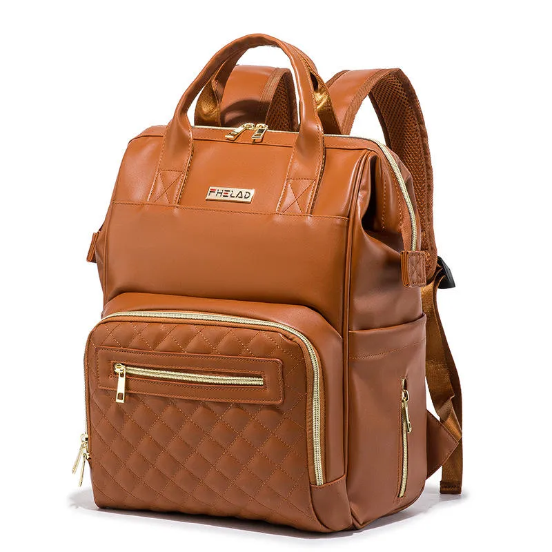 FheLAD Argyle Leather Diaper Backpack