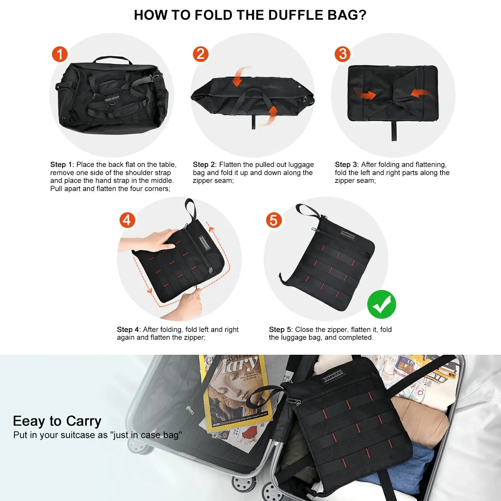 Foldable Duffel Bag for Travel 65L Lightweight Packable