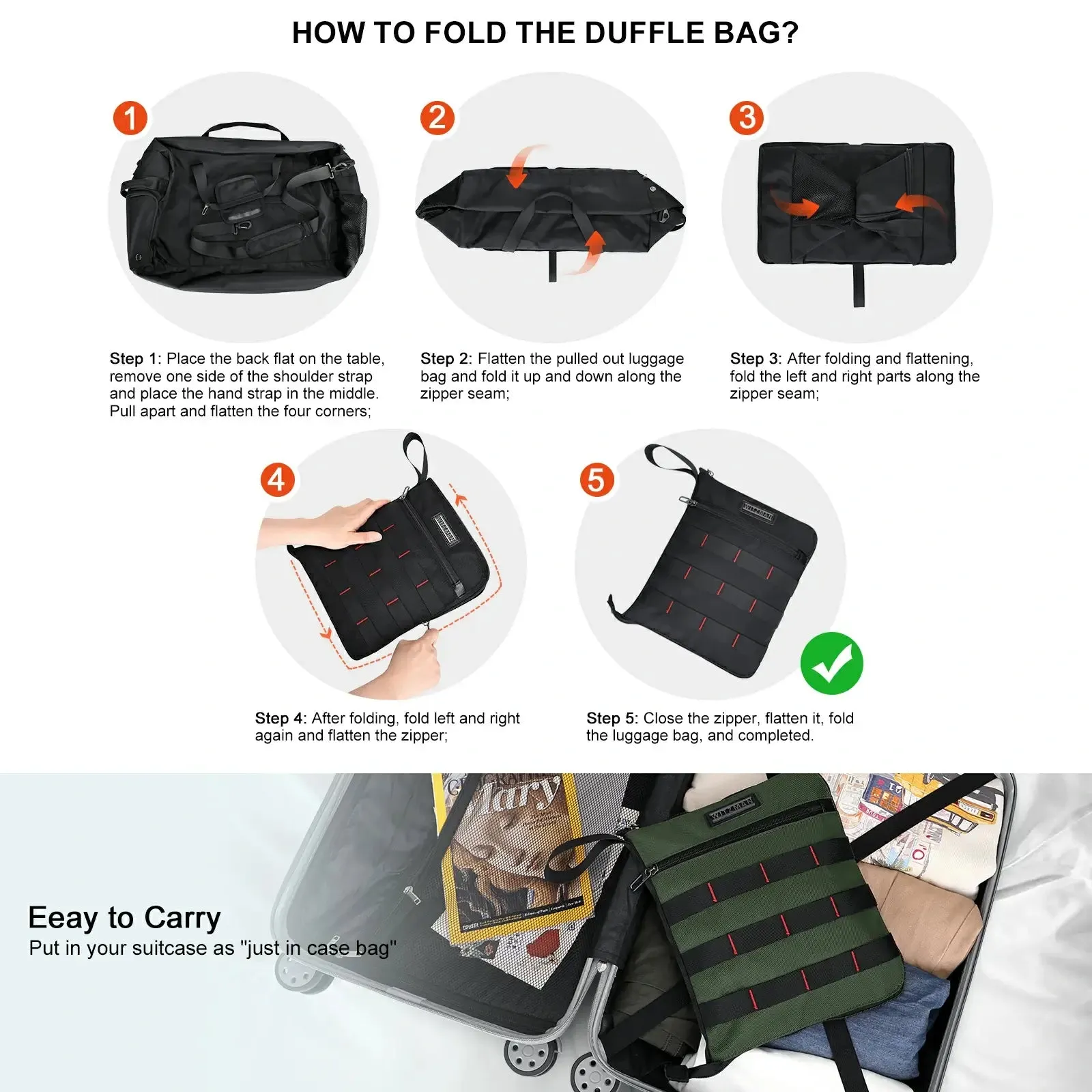 Foldable Duffel Bag for Travel 65L Lightweight Packable