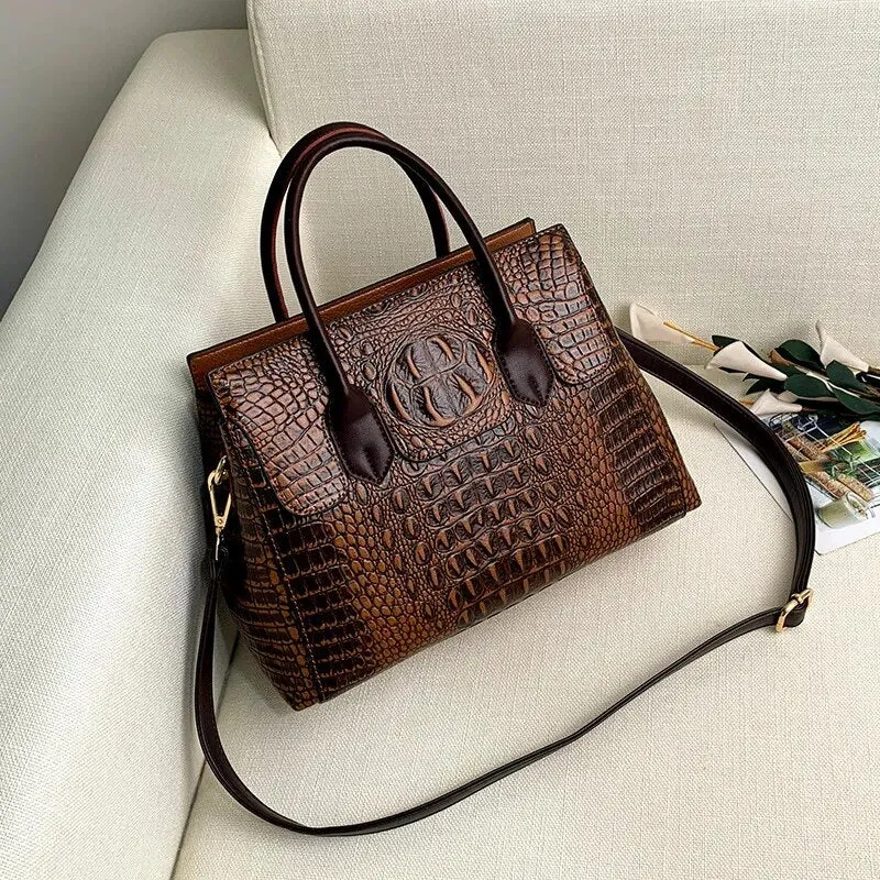 Genuine Leather Luxury  Crocodile Designer Handbag