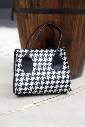 Houndstooth Print Two Handles Small Mini Handbag