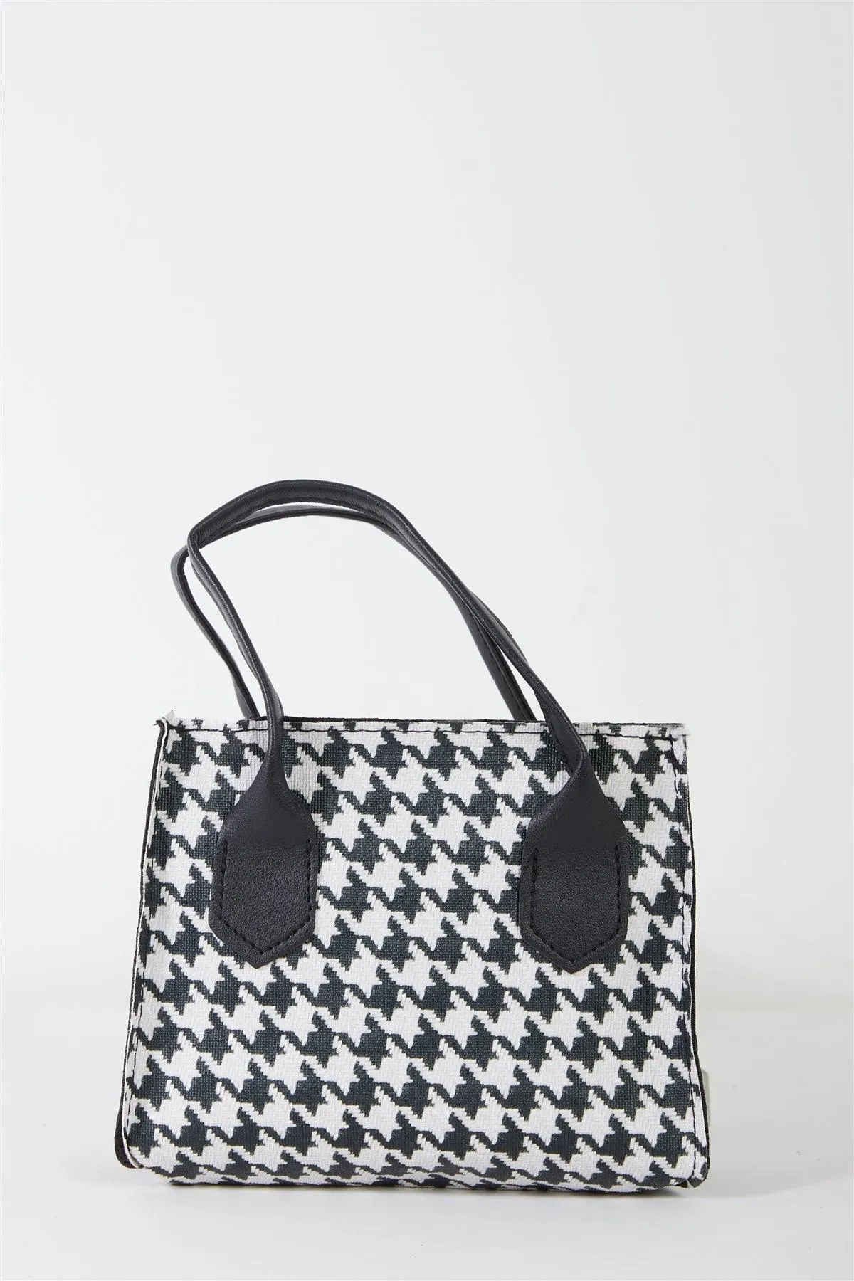 Houndstooth Print Two Handles Small Mini Handbag