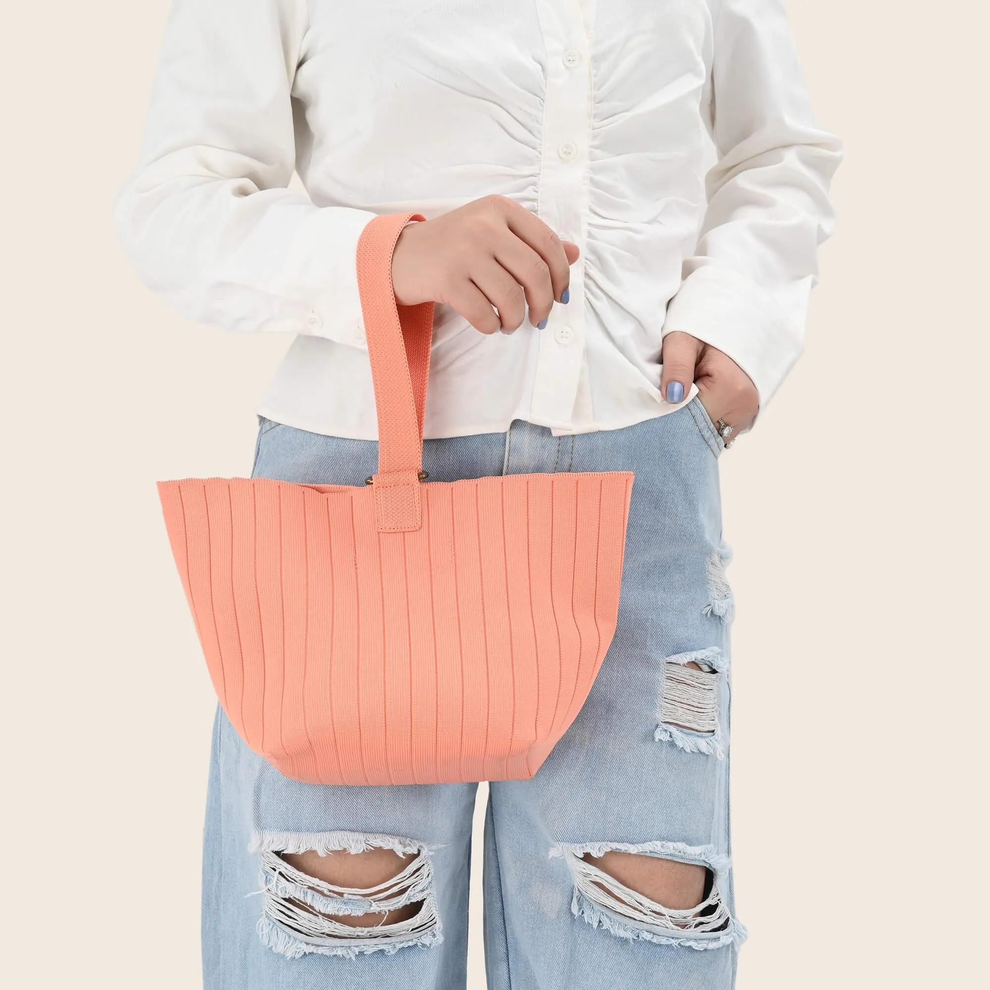 Jude- Mini Bucket Bag-Peach