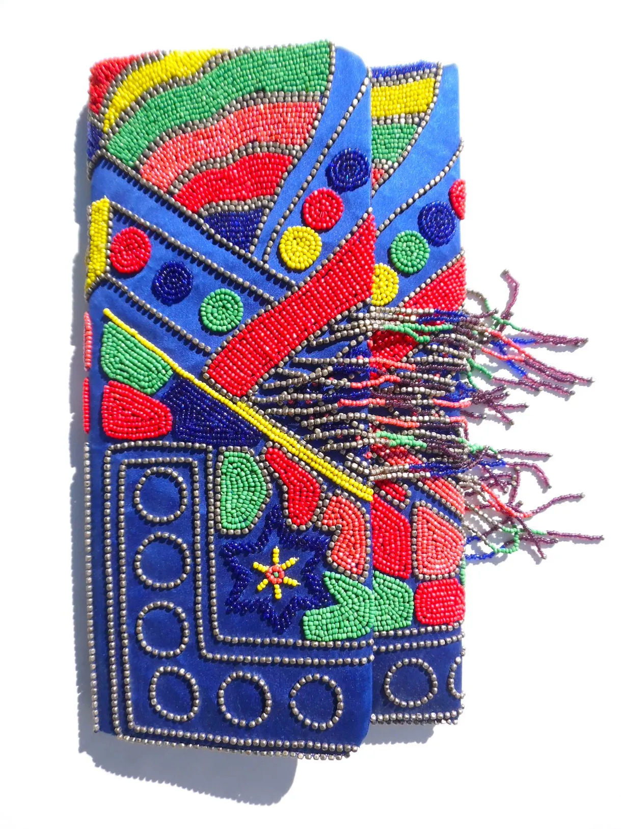 Large Beaded Envelope Clutch Bag With Fringe