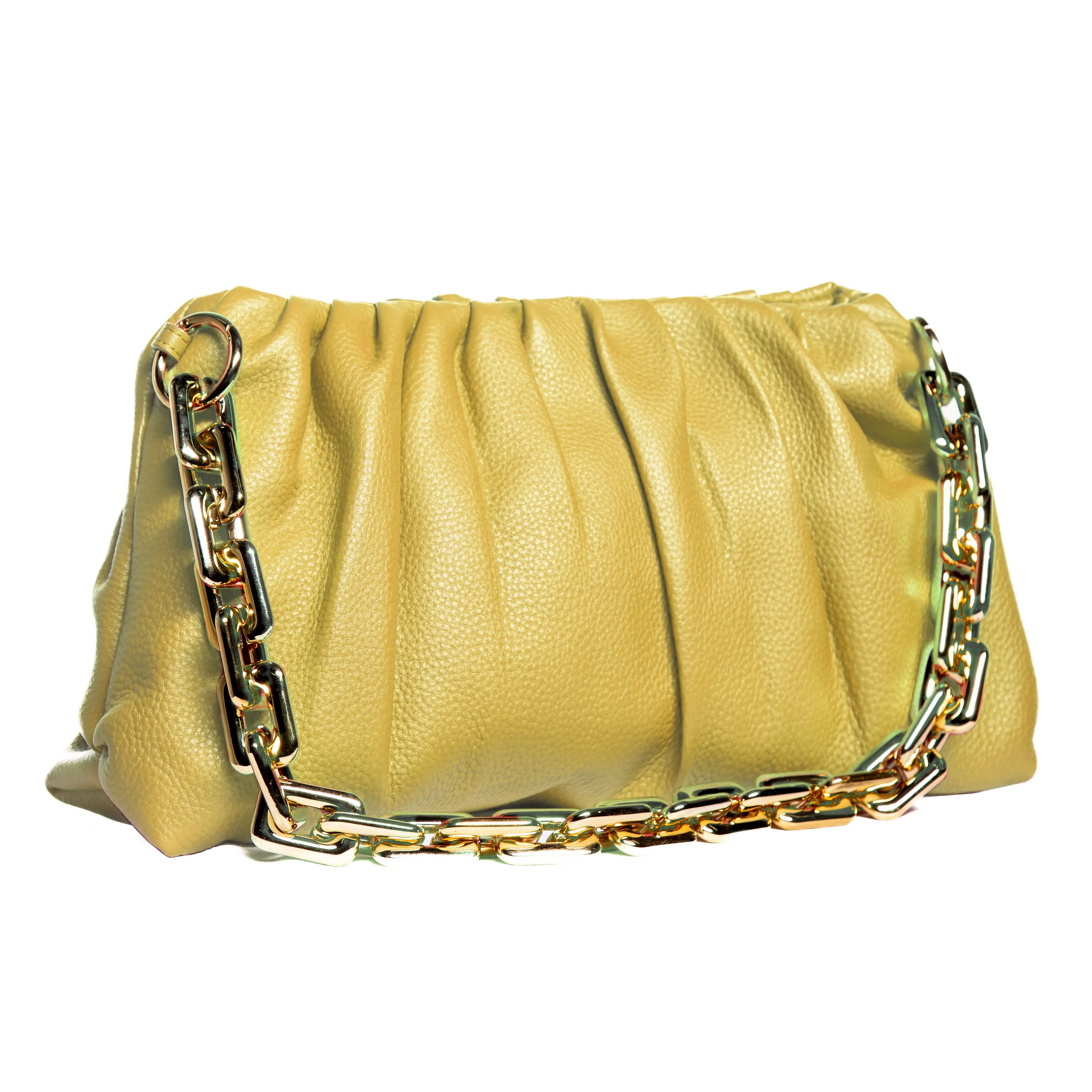 Leather Clutch Bag, Sophia Leather Clutch Bag with Chain Handle