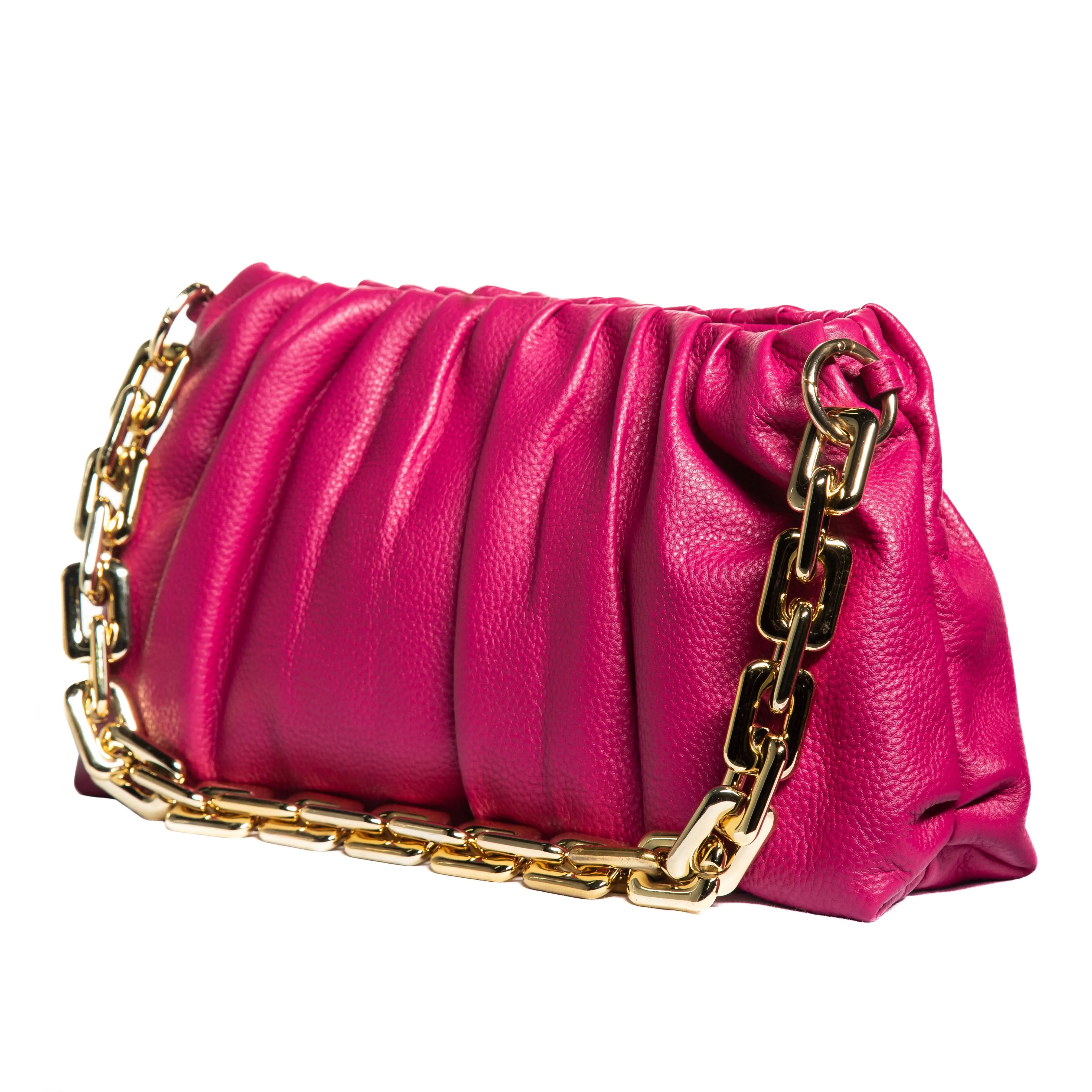 Leather Clutch Bag, Sophia Leather Clutch Bag with Chain Handle