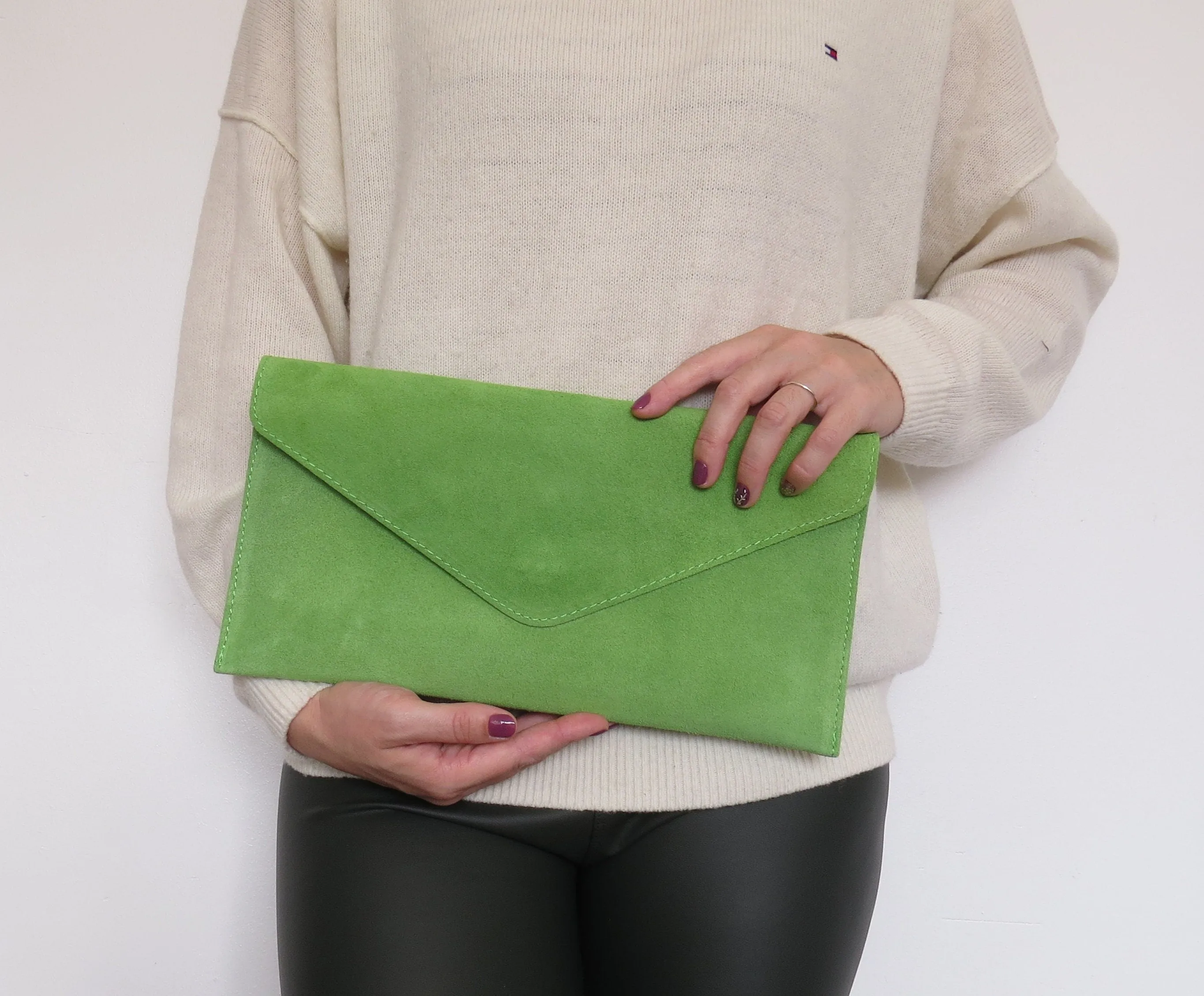 Lime Green Envelope Clutch Bag