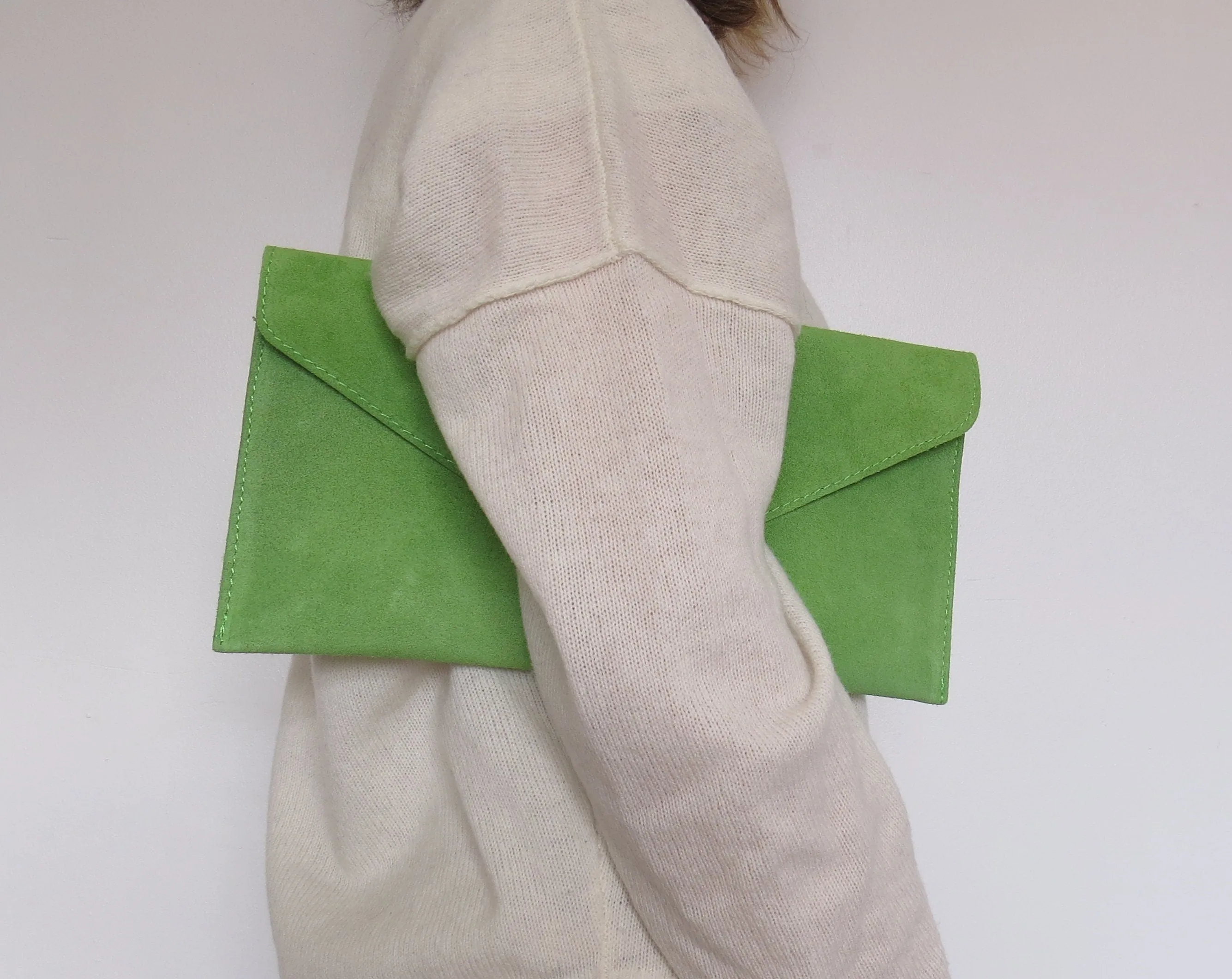 Lime Green Envelope Clutch Bag