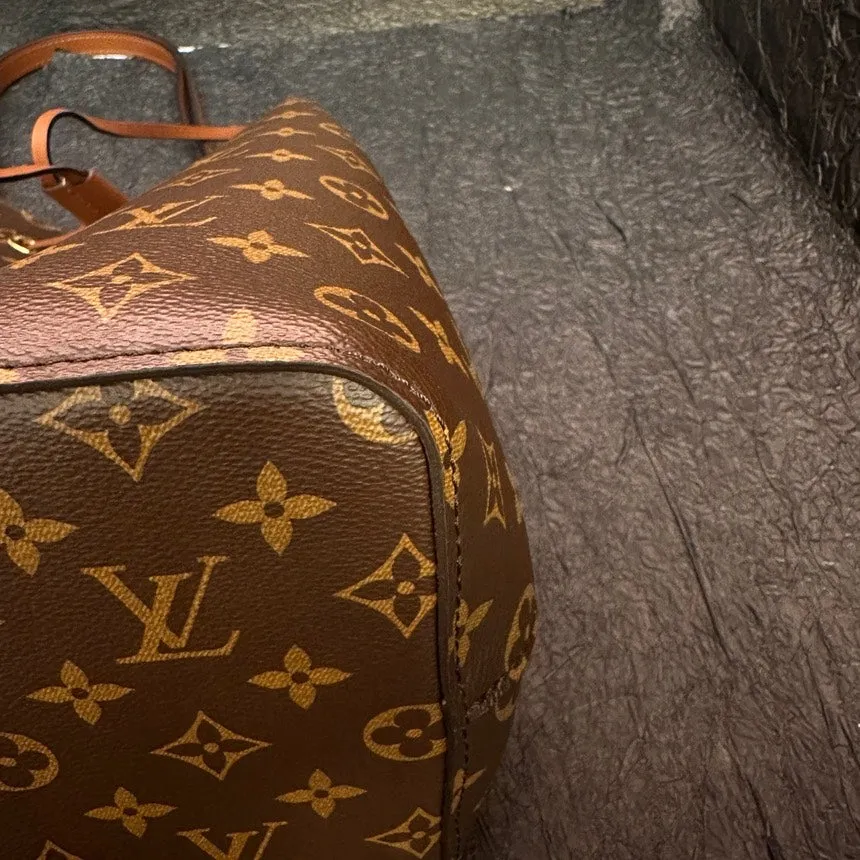 Louis Vuitton Classic Monogram Brown Coated Canvas Bucket Bag 25cm