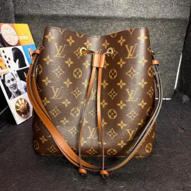 Louis Vuitton Classic Monogram Brown Coated Canvas Bucket Bag 25cm