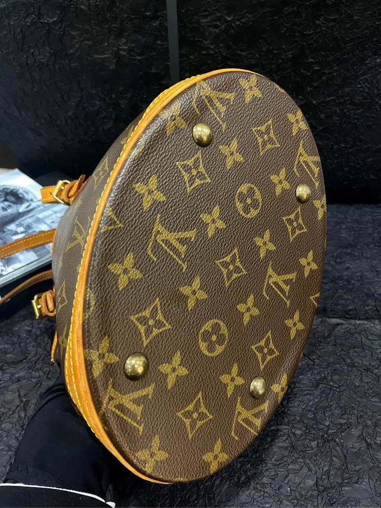 Louis Vuitton Monogram Brown Canvas Bucket Shoulder Bag Medium