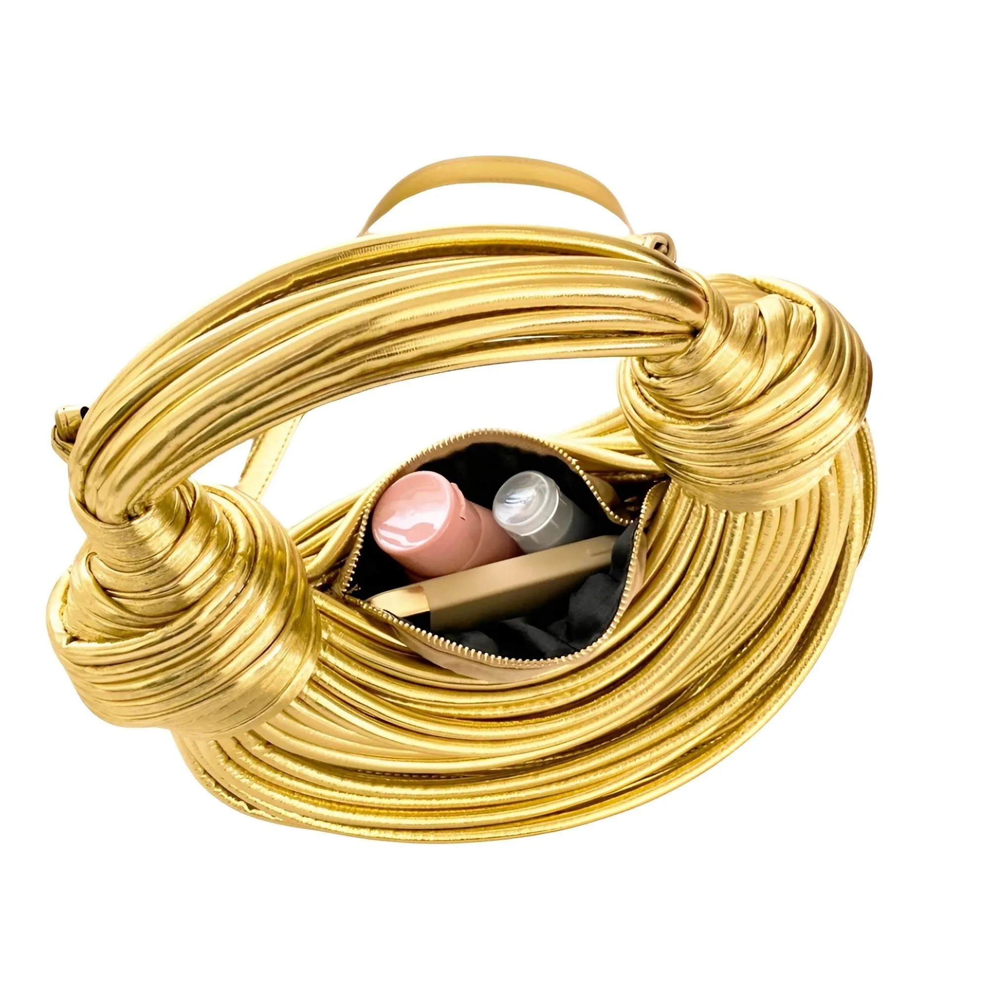 Luxury Evening Purses For Women Golden Noodle Knot Design Dinner Party Clutch Bag Luxury