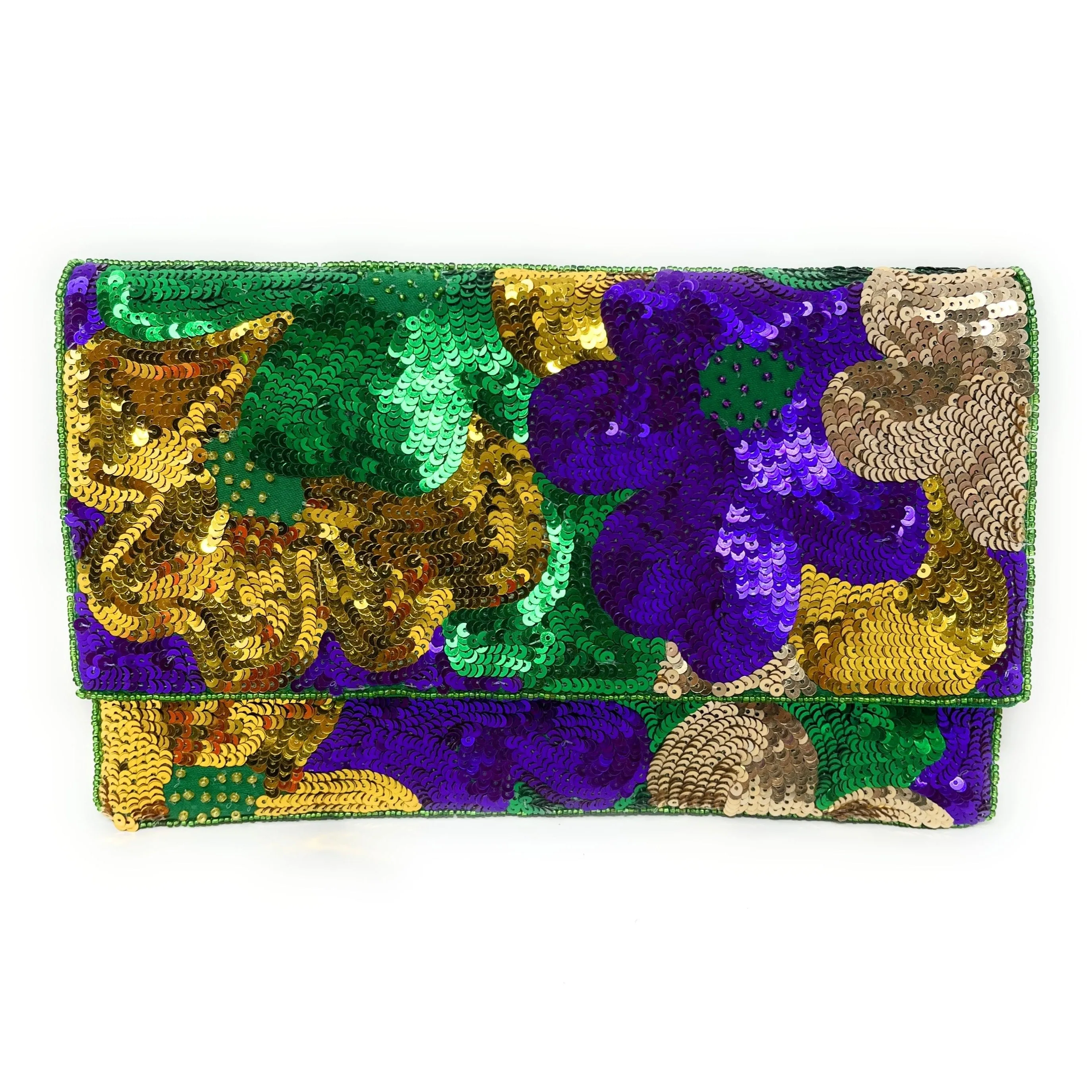 Mardi Gras Sequin Clutch Purse