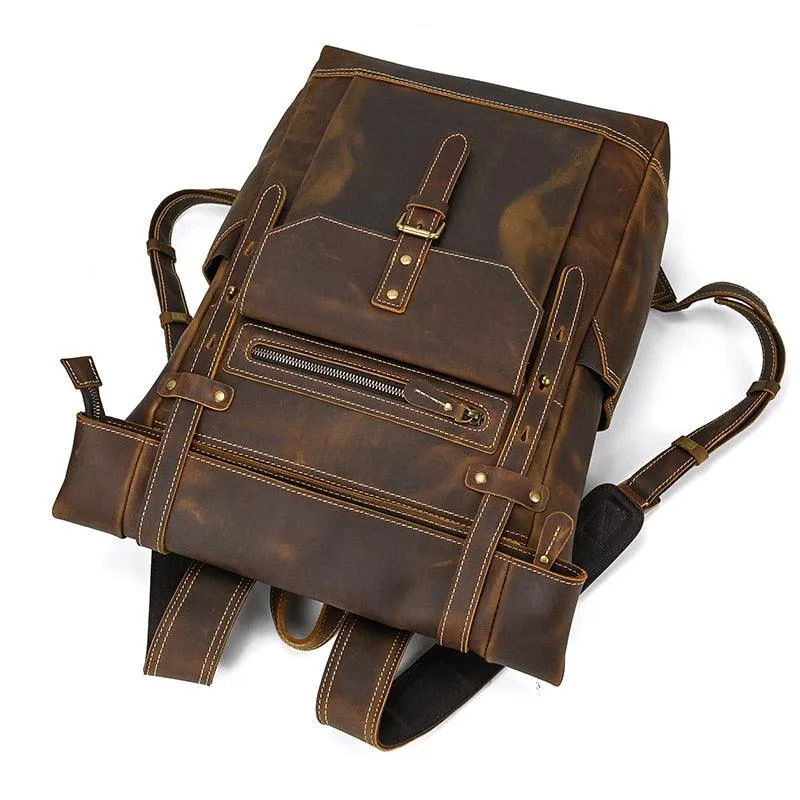 Mens Leather Backpack Vintage Travel Bag