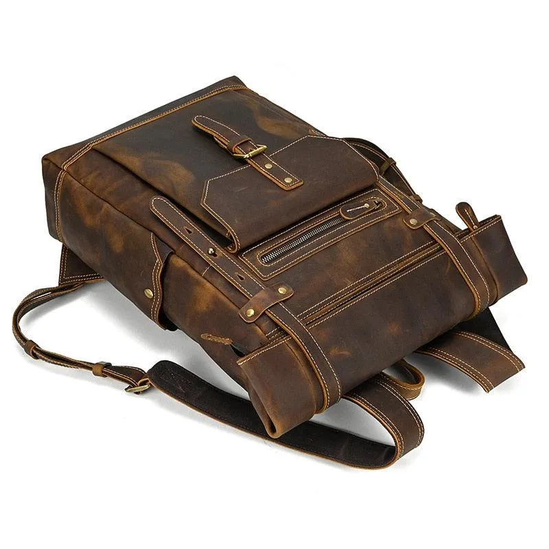 Mens Leather Backpack Vintage Travel Bag