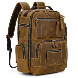 Mens Leather Backpack Vintage Travel Bag