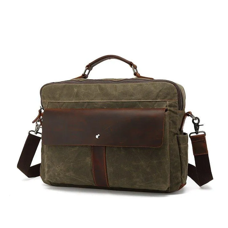 Mens Vintage Canvas Business Messenger Bag for Laptop