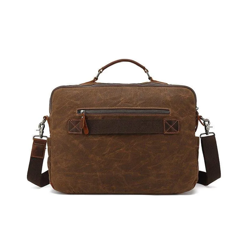 Mens Vintage Canvas Business Messenger Bag for Laptop