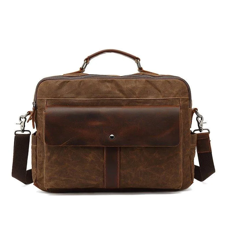 Mens Vintage Canvas Business Messenger Bag for Laptop