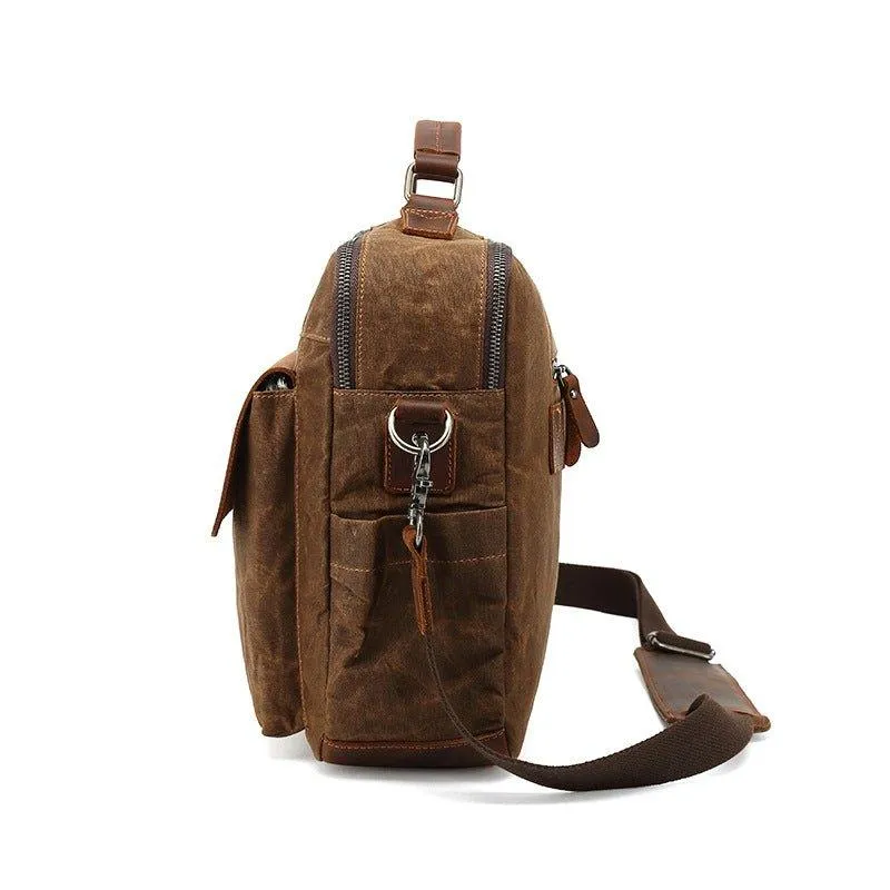 Mens Vintage Canvas Business Messenger Bag for Laptop