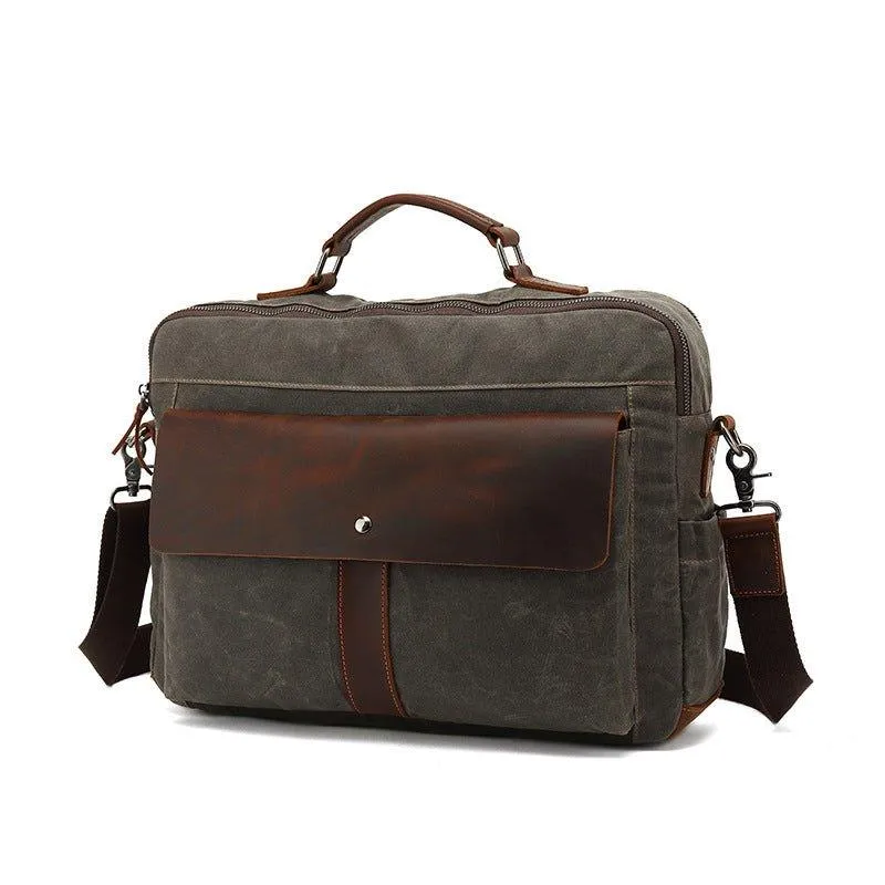 Mens Vintage Canvas Business Messenger Bag for Laptop