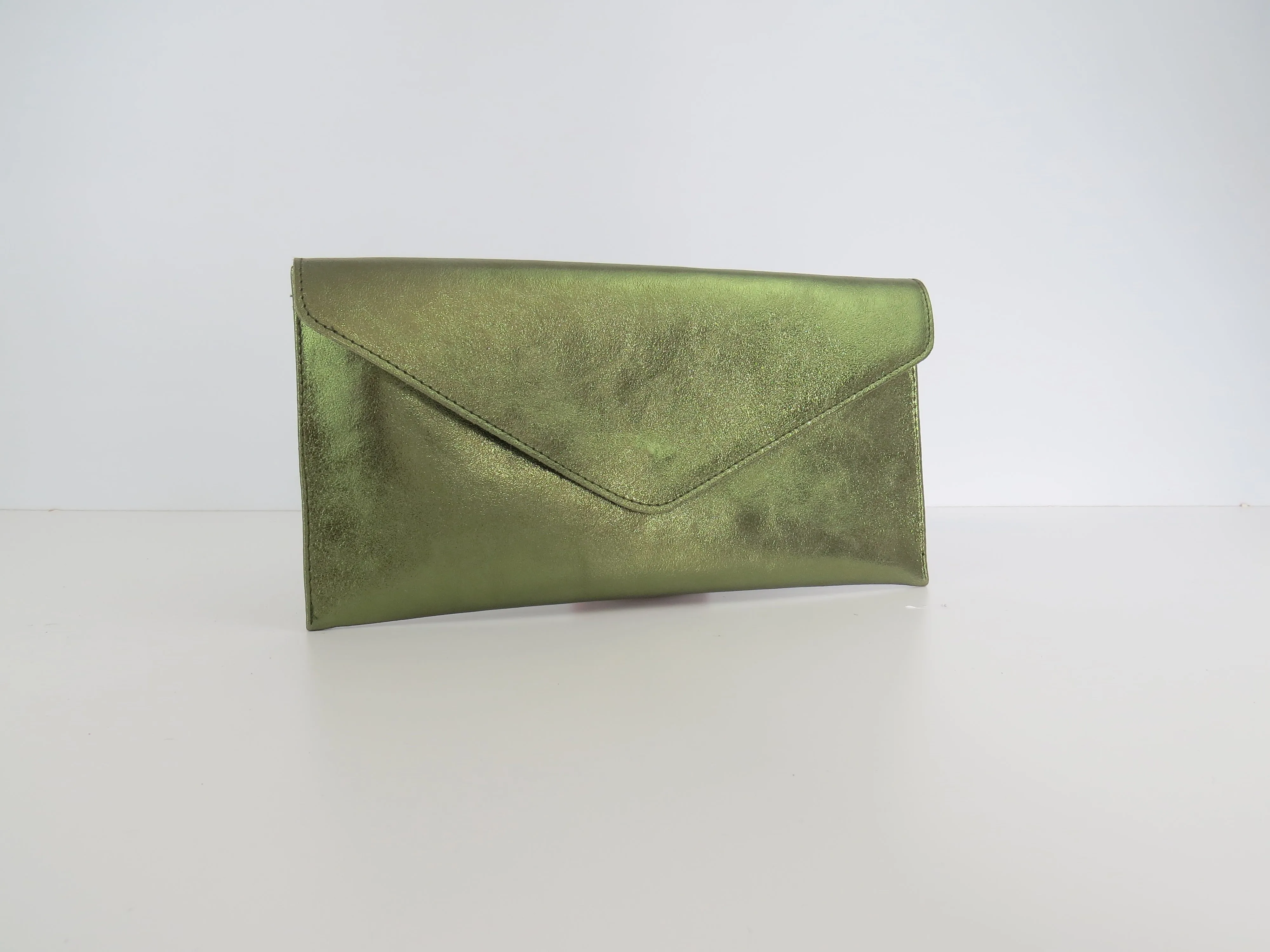 Metallic Olive Green Mojito Envelope Clutch Bag