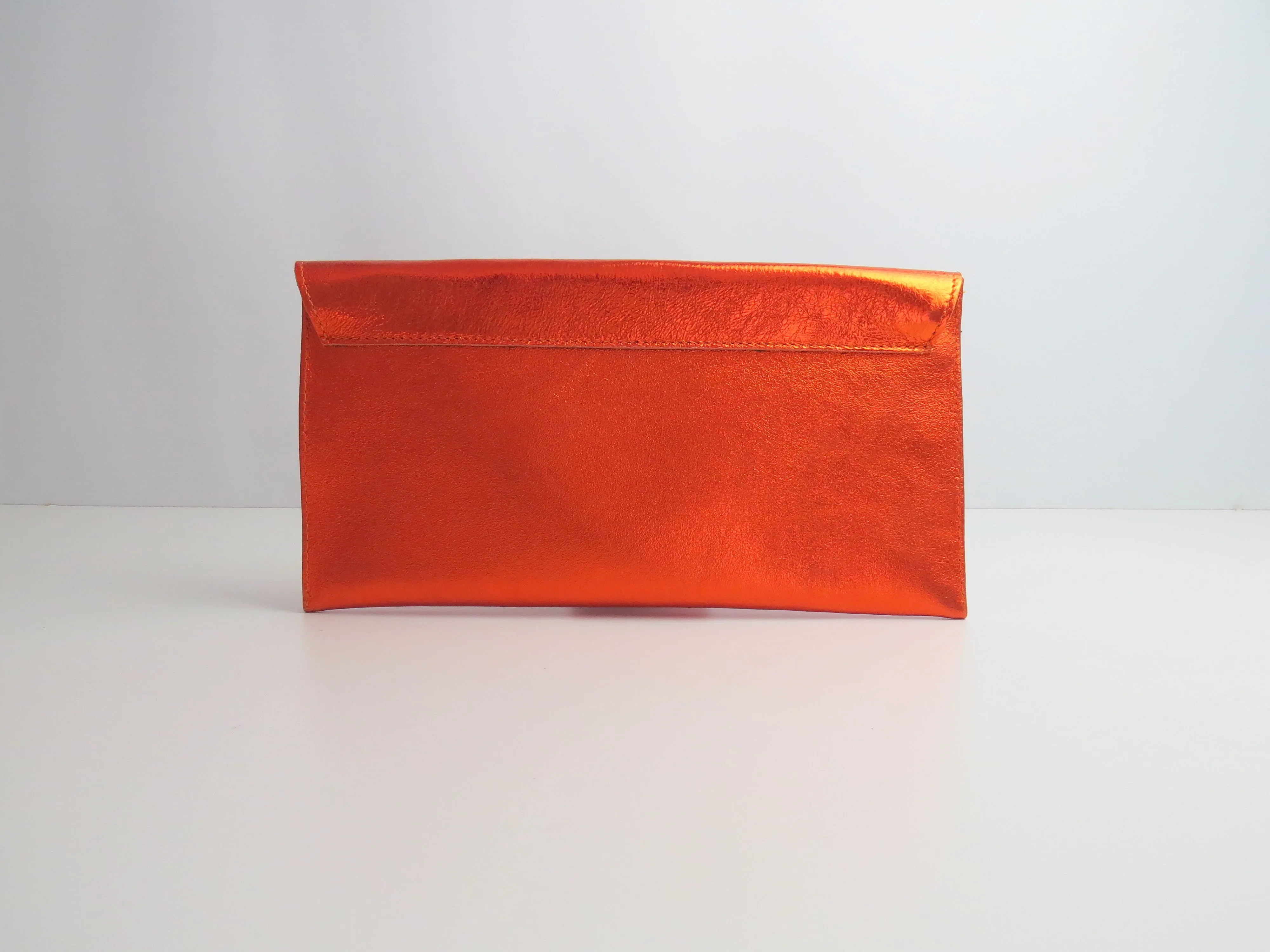 Metallic Orange Envelope Clutch Bag