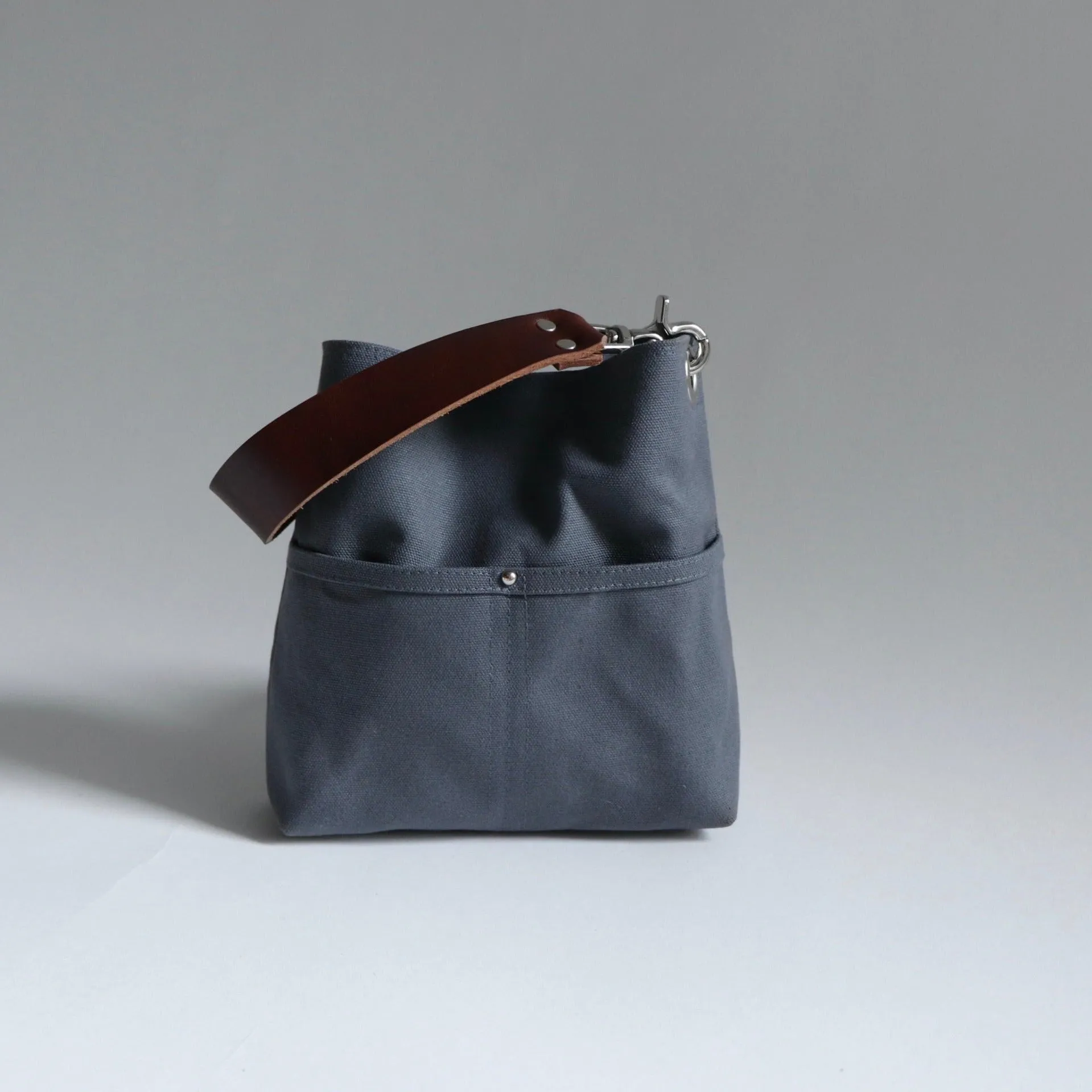 Mini Bucket Bag in Gray Canvas