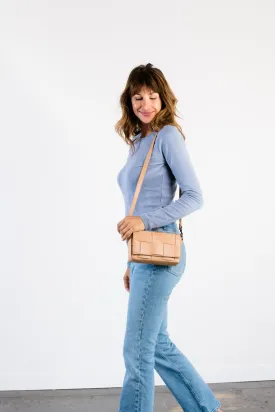 Mini Flap Woven Crossbody in Mojave