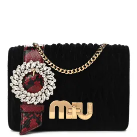 Miu Miu Black Matelasse Python-Trim Crystal My Miu Shoulder Bag