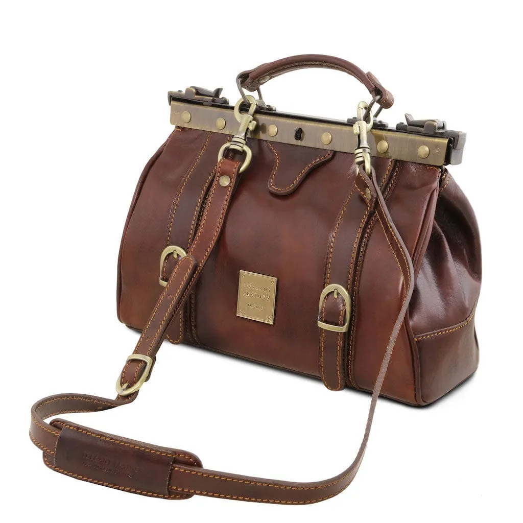 Monalisa - Doctor gladstone leather bag with front straps | TL10034