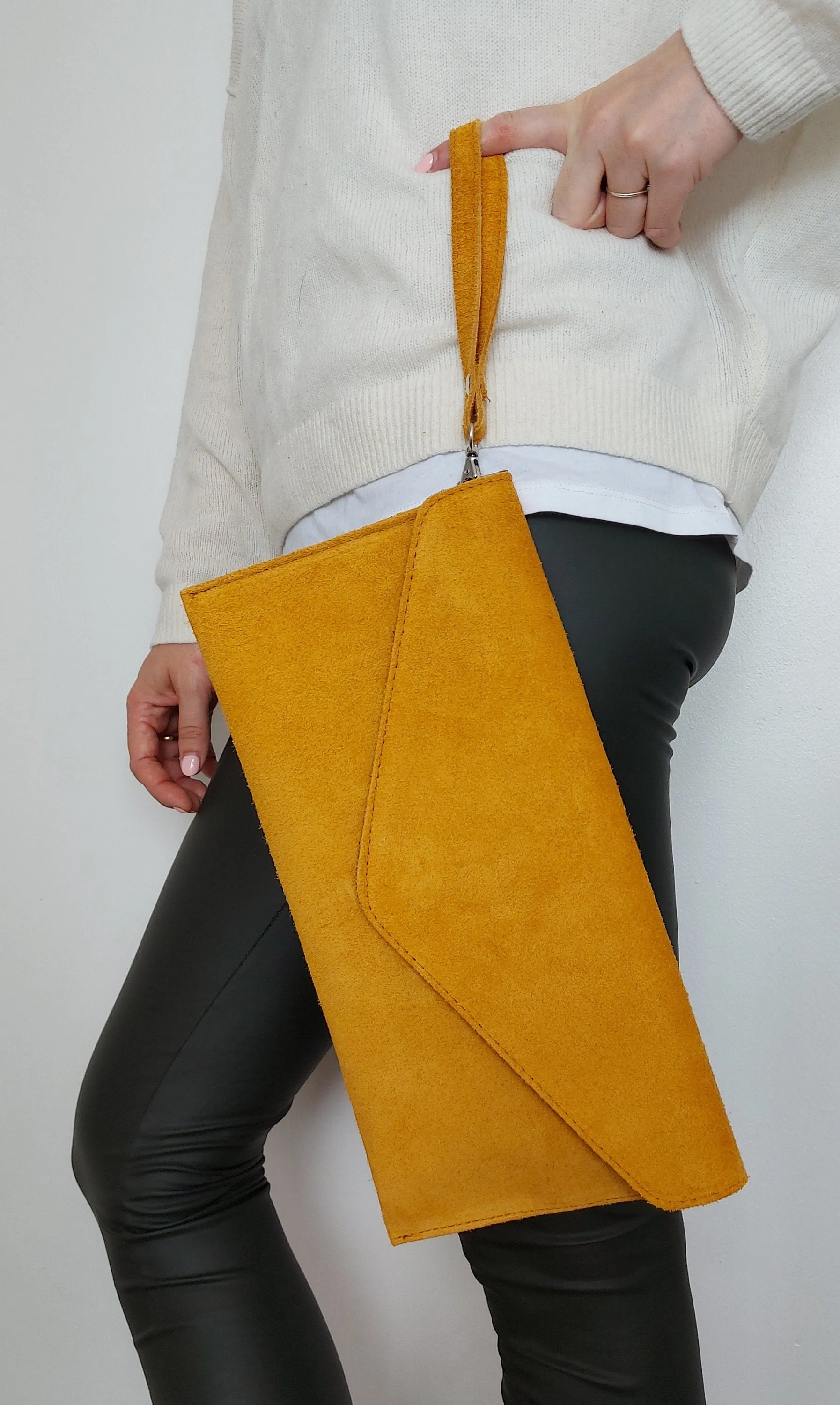 Mustard Envelope Clutch Bag