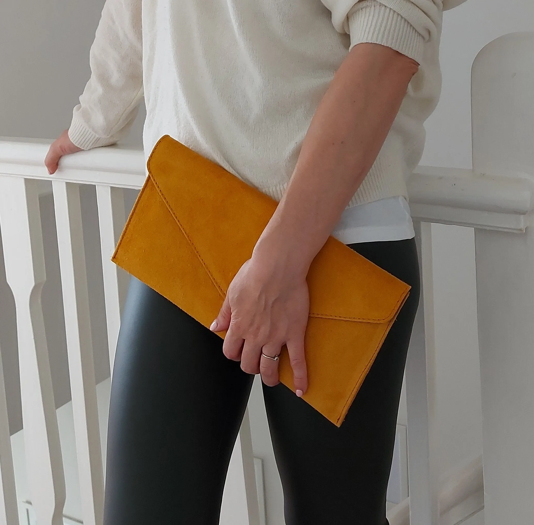 Mustard Envelope Clutch Bag