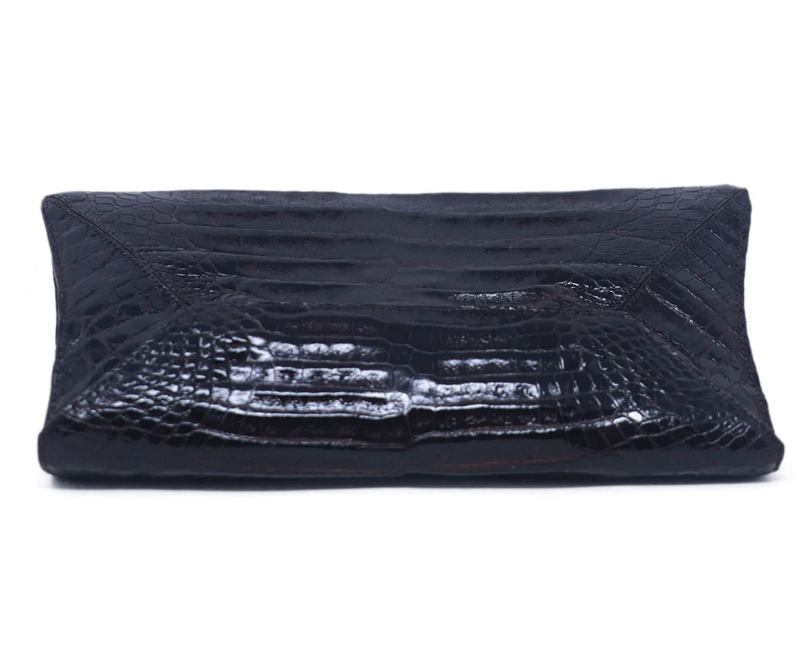 Nancy Gonzalez Brown Crocodile Clutch