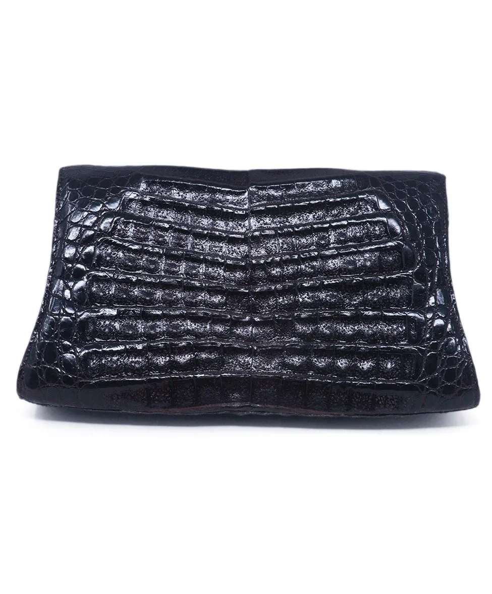 Nancy Gonzalez Brown Crocodile Clutch