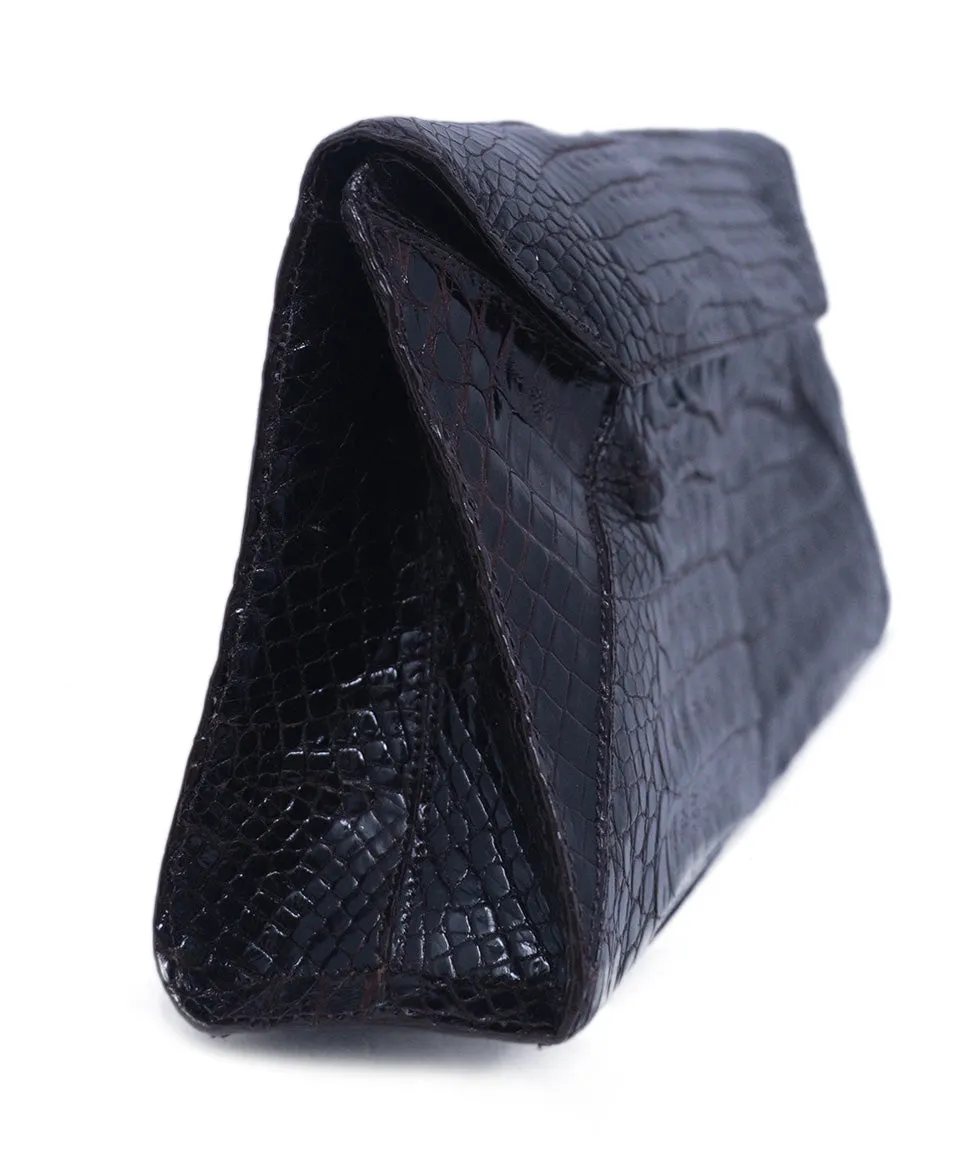 Nancy Gonzalez Brown Crocodile Clutch