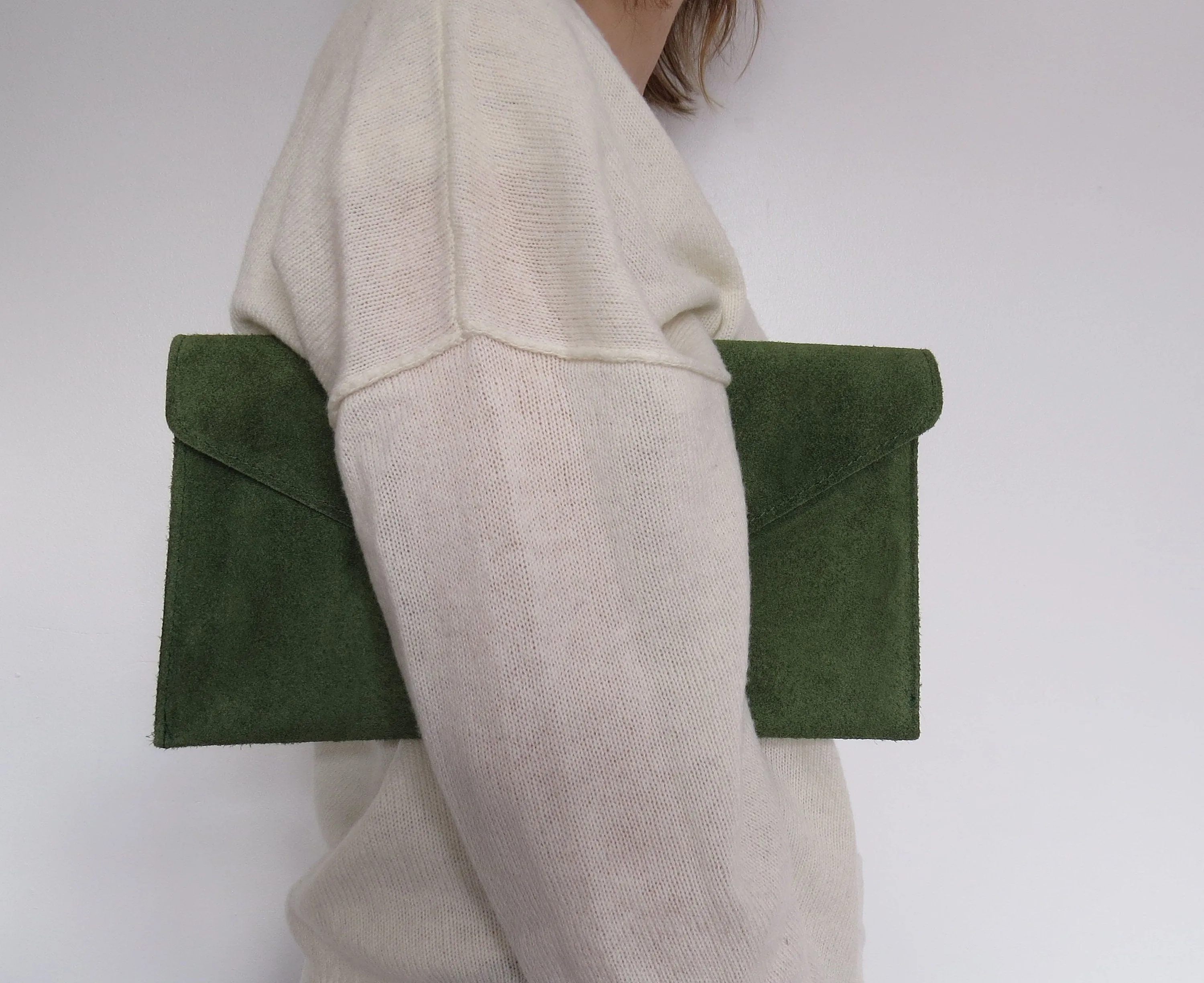 Olive Green envelope clutch bag