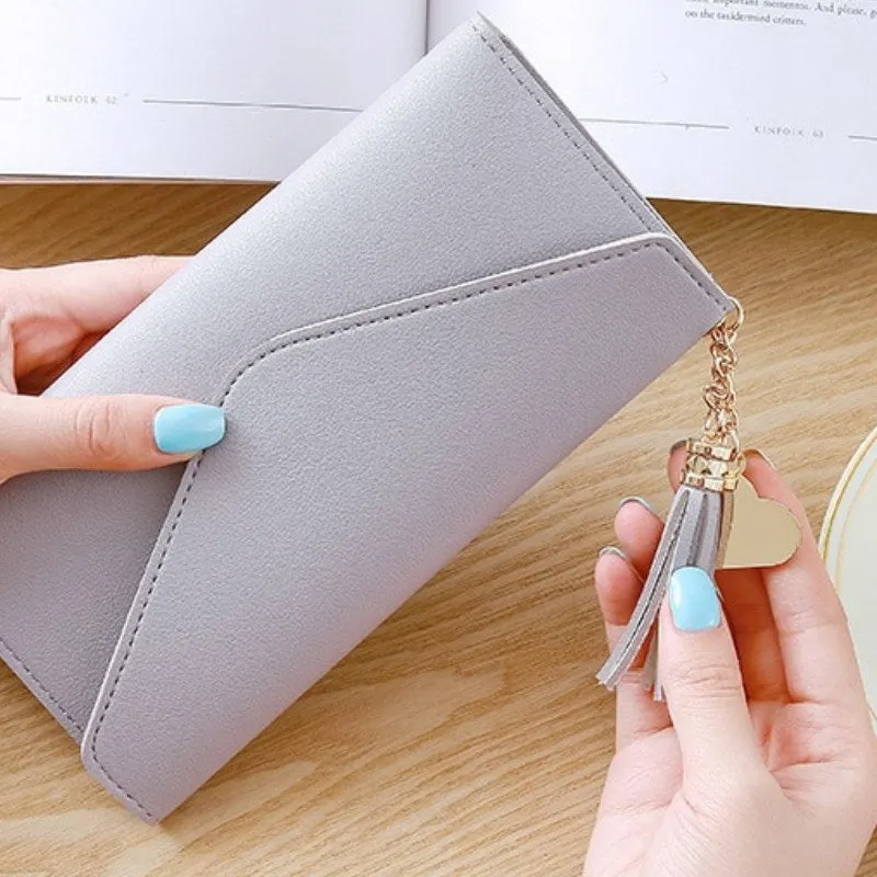 Pastel Heart Tassel Envelope Long Wallet