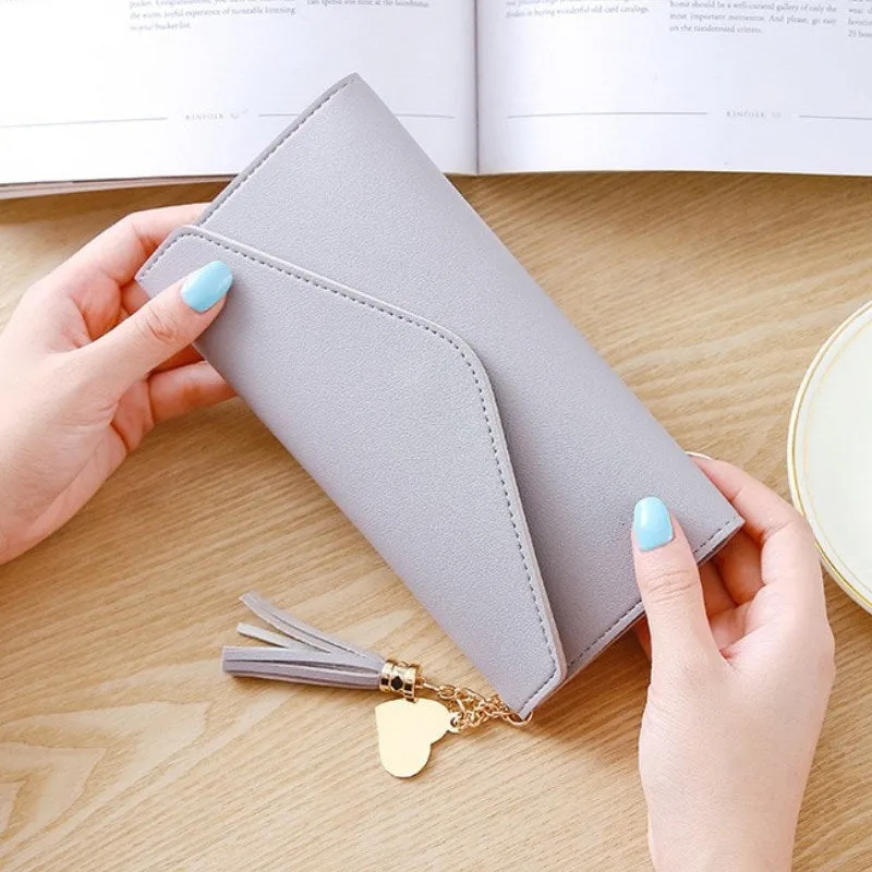 Pastel Heart Tassel Envelope Long Wallet