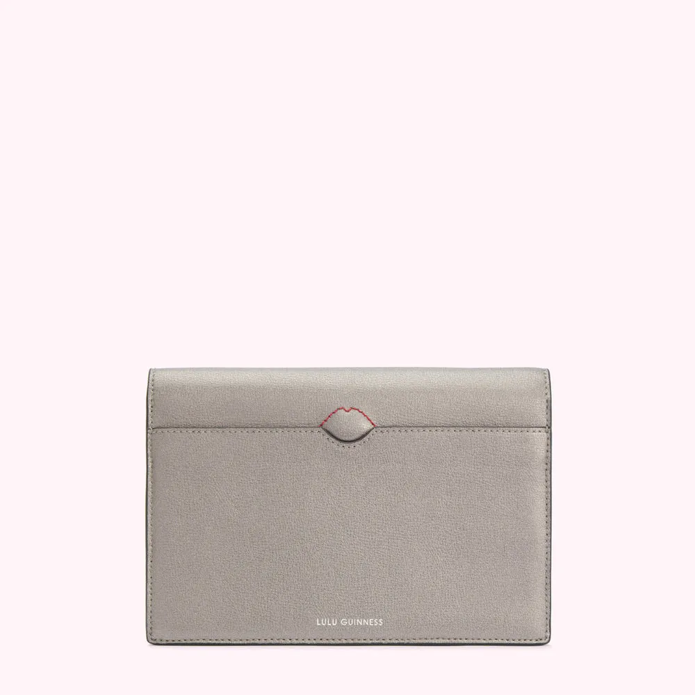 PEWTER TEXTURED LEATHER RUDY CLUTCH BAG