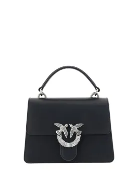 PINKO Elegant Black Calfskin Shoulder Handbag