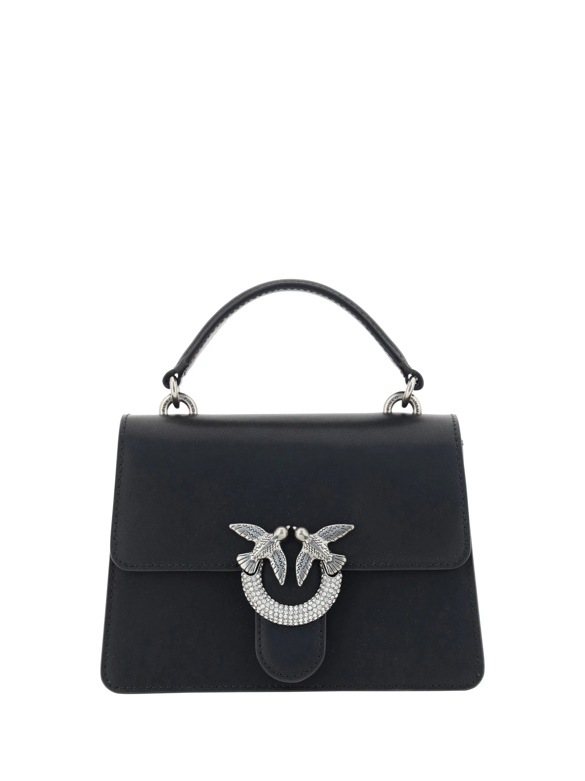 PINKO Elegant Black Calfskin Shoulder Handbag