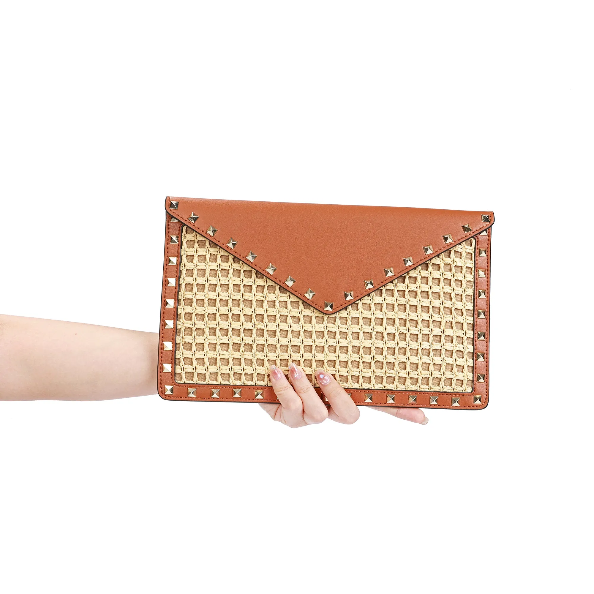 Raffia & Leather Clutch