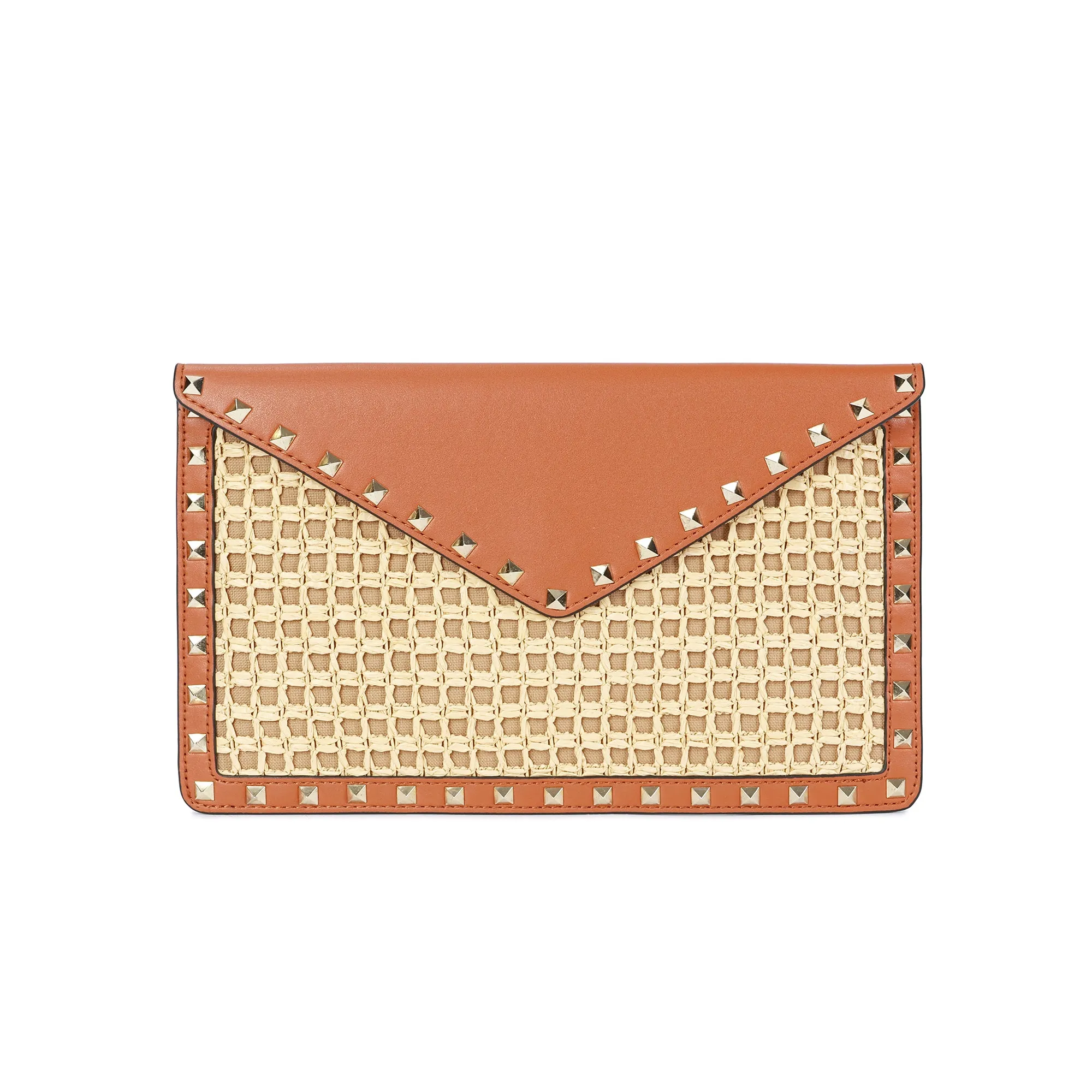 Raffia & Leather Clutch