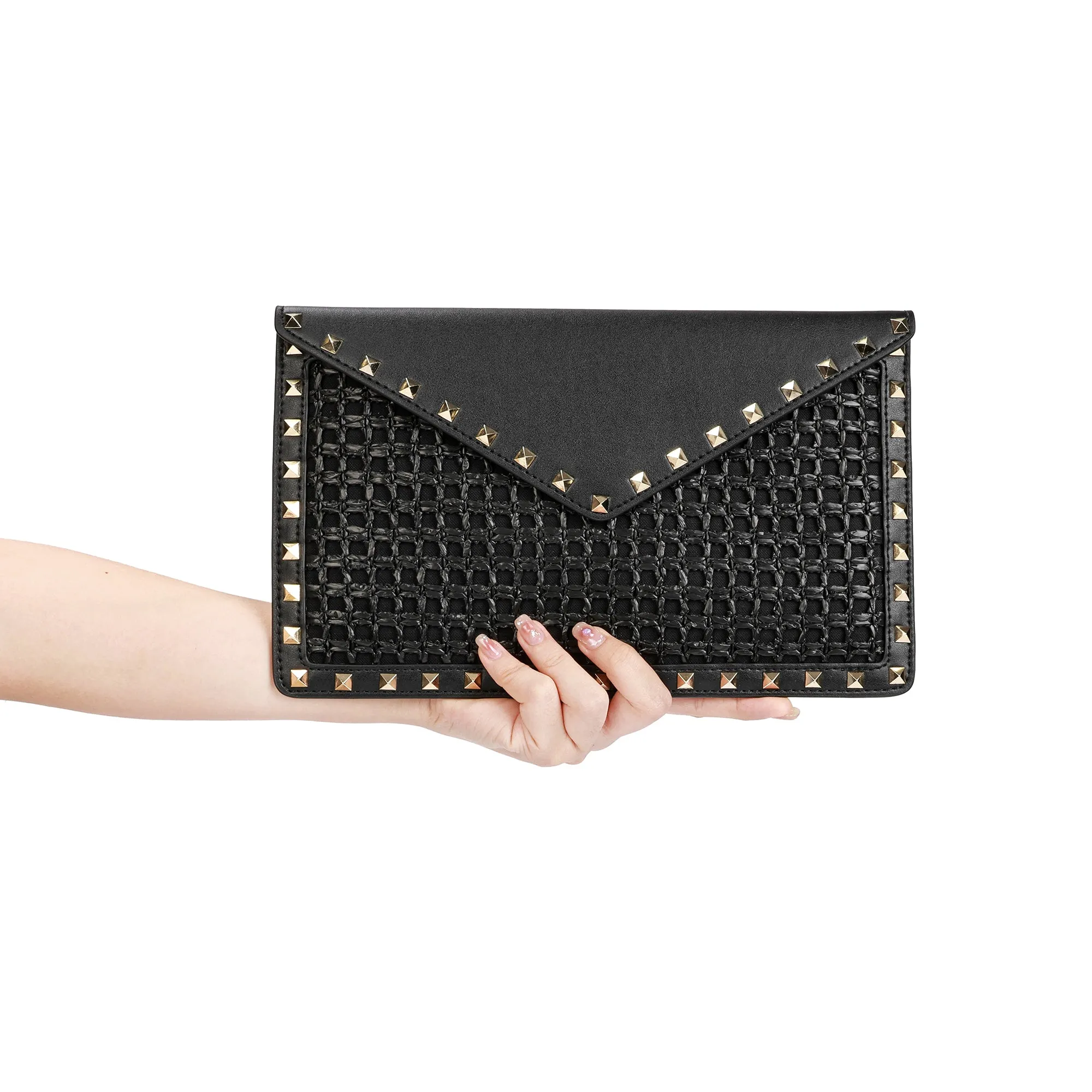 Raffia & Leather Clutch