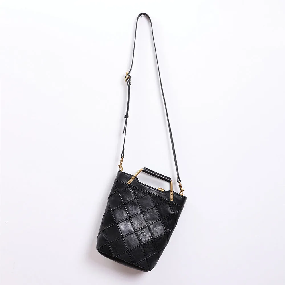 Retro Stitching Genuine Leather Handbag