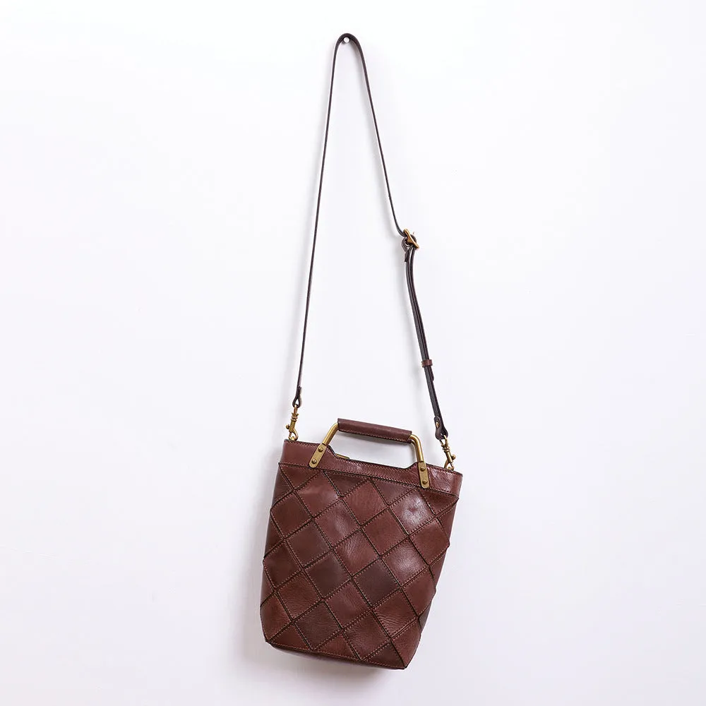 Retro Stitching Genuine Leather Handbag