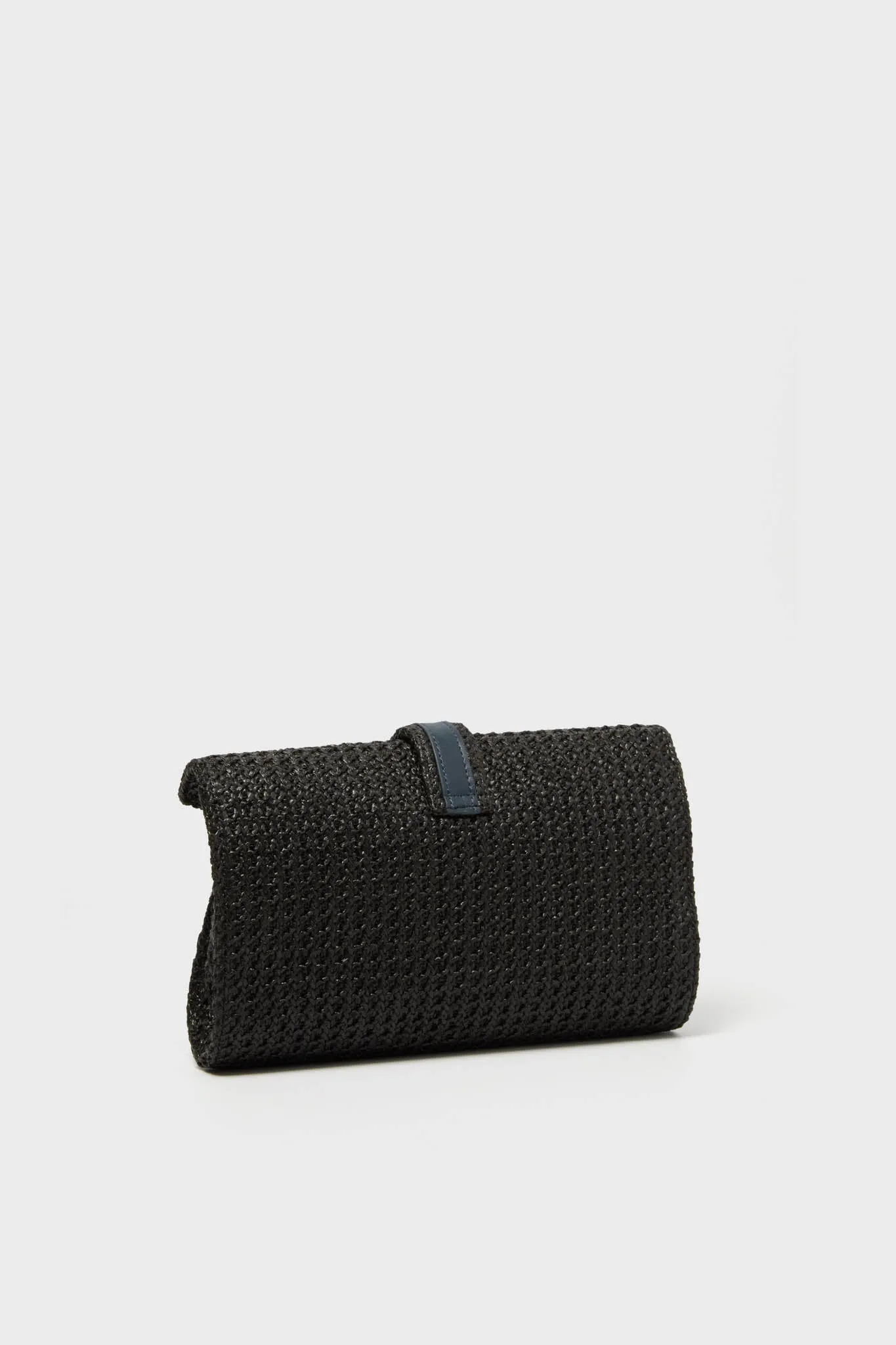 Rowen Black Raffia Envelope Clutch